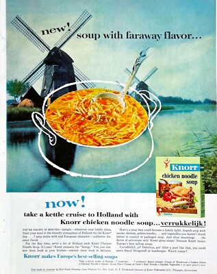Dutch Windmills Knorr Chicken Noodle Soup Verrukkelijk! Vtg Magazine Print Ad