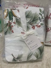 Pottery Barn Winter Pine organic QUEEN sheet set Christmas holiday pinecone bird
