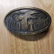 Vintage 1976 WILD TURKEY Belt Buckle Brass Bergamot Works Austin Nichols Bourbon