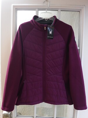 Women's Raspberry Jacket Spyder Dark Raspberry Color Full Zip Up Long Sleeve Jacket Women XL ...