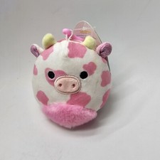Stains Squishmallow Evangelica The Pink Spotted Cow 3.5  Clip Keychain S6a