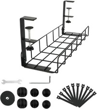 Under Desk Cable Management Tray No-Drill, Clampable Cable Rack Wire Management
