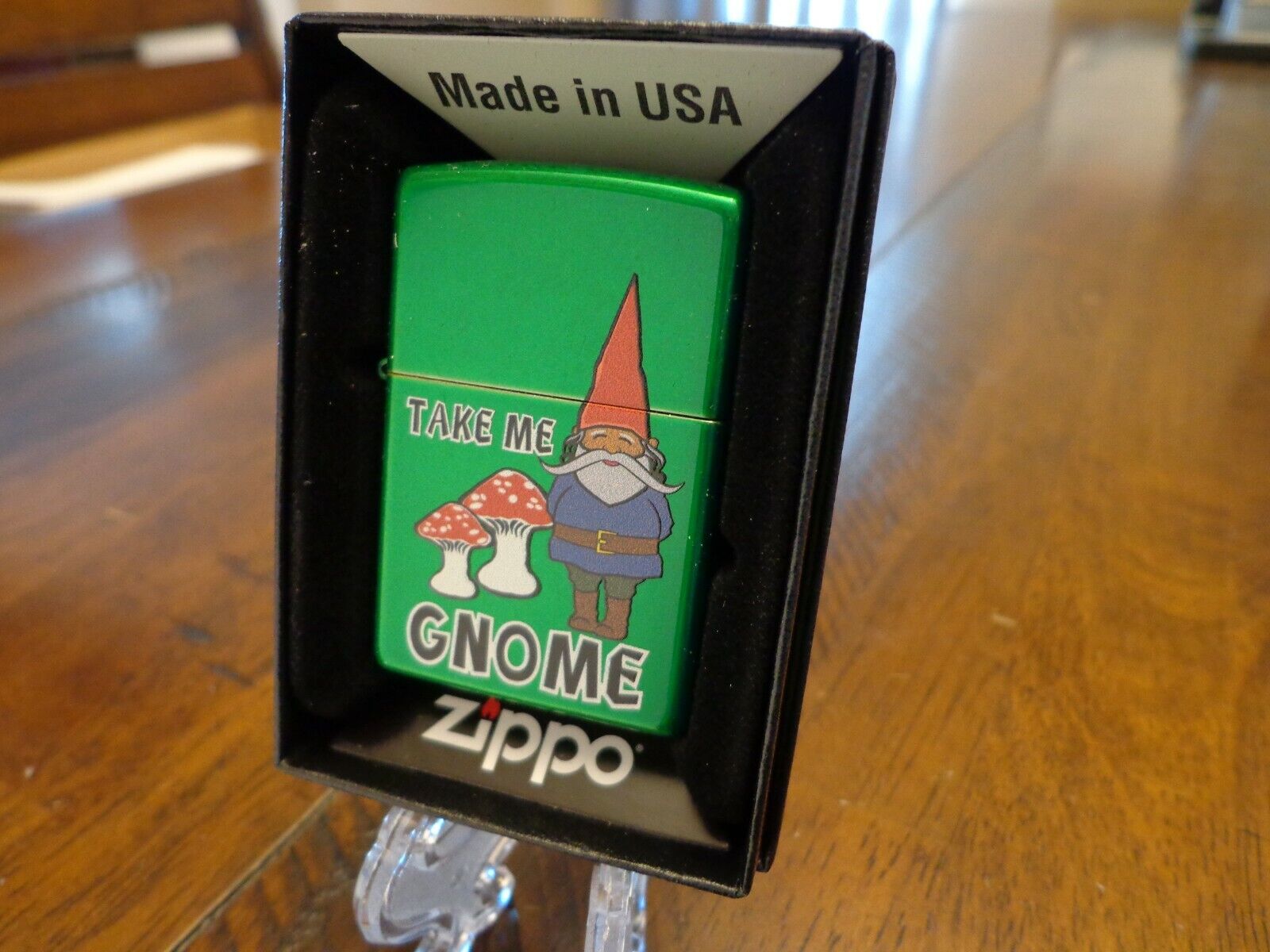 TAKE ME GNOME MUSHROOMS PLAY ON WORDS MEADOW FINISH ZIPPO LIGHTER EXCLUSIVE MINT. Available Now for 36.95