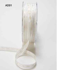 3/8 Inch Solid Diamond Ribbon  White/White - AD01 - 5 Yards