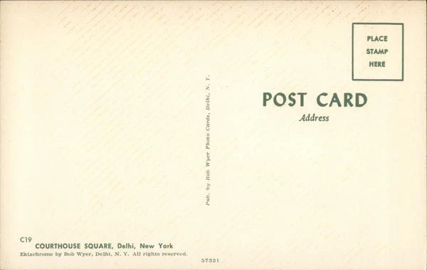 Delhi,NY Courthouse Square Delaware County New York Bob Wyer Photo Cards  Vintage | eBay