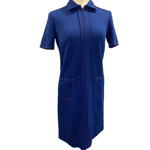 Large Windsor Castle 1960s Vintage Blue Red Contrast Stitch 1/2 Zip Pullover