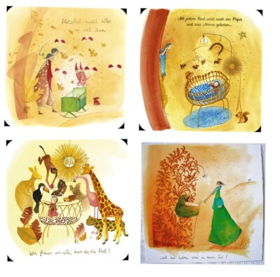 ANNE SOPHIE RUTSAERT*Postkarte*Geburt*Glück mit Kindern*14 x14cm
