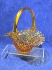 Vintage Fenton Amber Hobnail Glass Basket – Exquisite Handcrafted Art Glass