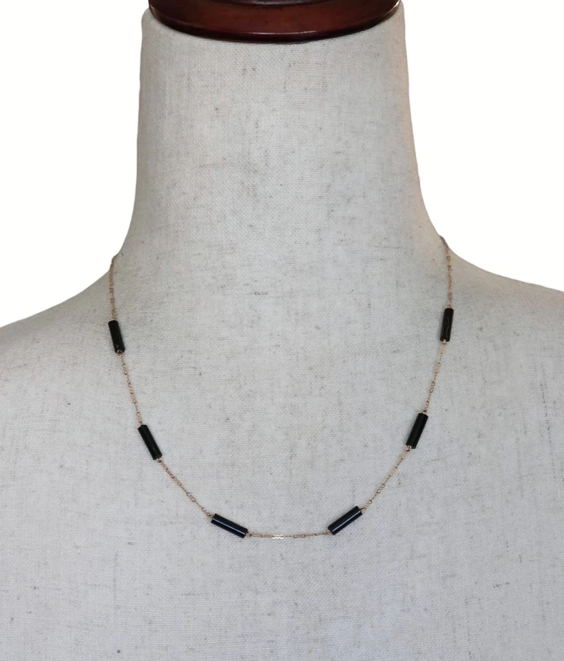 Bernard K Passman 14k Gold Black Coral Necklace Modernist Minimalist Rare - Image 2 of 4