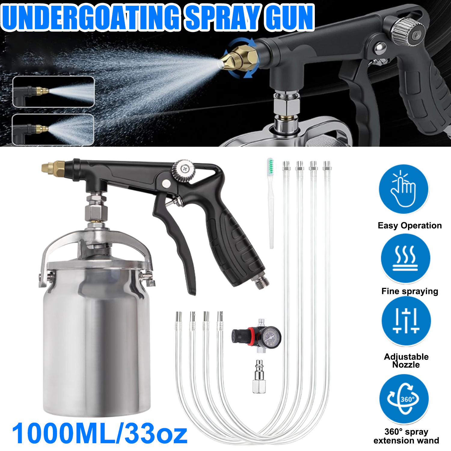 Undercoat Spray Gun with Suction Cup Auto Undercoating, Truck Bed Liner Coating