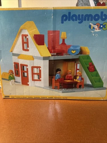 Vtg Playmobile 1 2 3 House 6600 Geobra 1990 In Box Figures & Accessories RARE