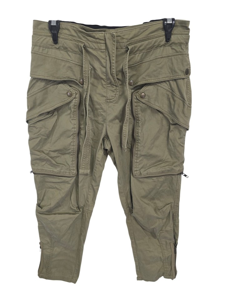 country road khaki green cargo utility pants size 12 pockets stretch zip combat