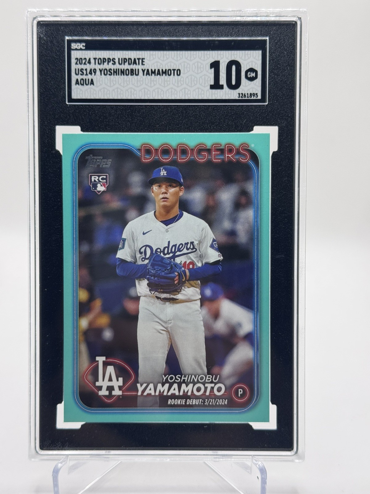 2024 Topps Update Yoshinobu Yamamoto Aqua Rookie RC Debut GEM MINT SGC 10 #US149