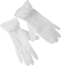 Women's Summer Tulle Gloves Pleated Ruffle Full Finger Wrist Length Opera Party