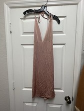 Windsor Pink Halter Back Ruched Dress NWT Size L