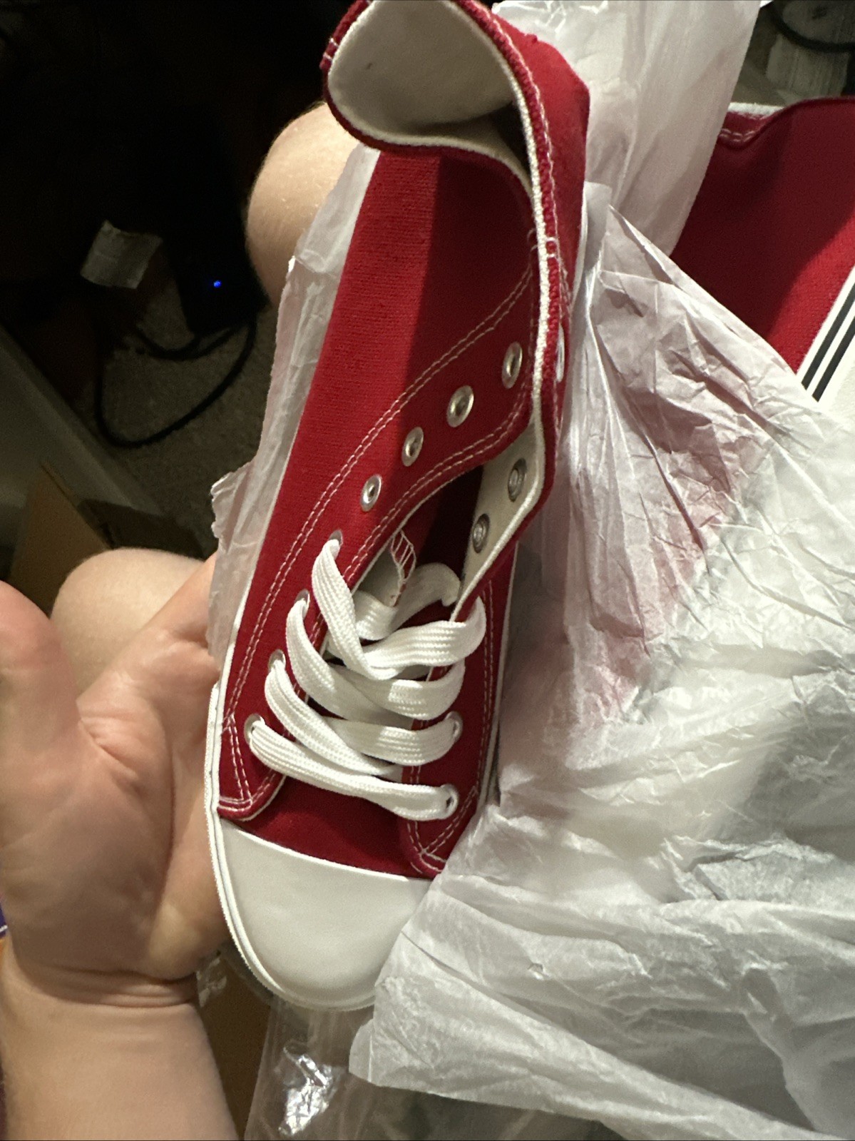 ZGR Womens Canvas Sneakers High Top Lace ups Casual Walking Shoes Red Size 9