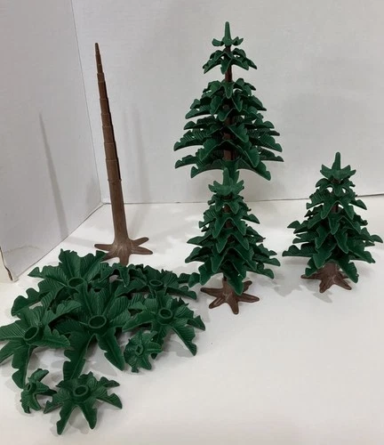 Playmobil Large & Med Spruce Tree Pine Woods Fir Christmas Landscape Set 4 VTG