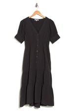 Madewell 100% Cotton Gauze Lightspun Button Front Tiered Midi Dress Size 8