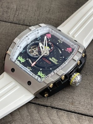 Nubeo Space Invaders Automatic Stainless Steel Limited Edition WR50 White Band 