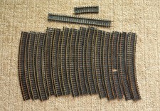Atlas HO Scale Curved Snap Track 18" Brass Rails. Vintage lot of 16. Austria.