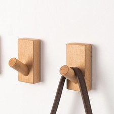 6Pcs Rectangular Wood Hook Coat Hat Hanging hook Towel Rack Hall Wall Decoration