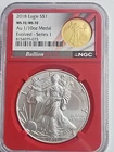 2021 NGC MS70 Silver Eagle $1 with 1/10th oz. gold Bullion Plus  Label error.