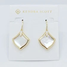 New Kendra Scott Joelle Gold Drop Earrings in Ivory Pearl