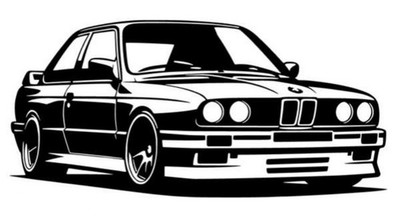 E30 Sport, silhouette, 20x9.5cm, car sticker (sticker) tuning, racing, 1x
