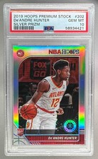 4421 De Andre Hunter 2019 Panini Hoops Premium Stock #202 Prizm Silver RC PSA 10