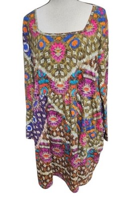Ulla Popken Boho Square Neck Dress NEW Size 20/22 Side Pockets