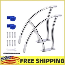 304 Stainless Steel Pool Handrail (2-Pack 30"X30"),Blue Non-Slip Grips,Pool Rail