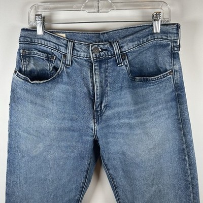 Levis 502 Jeans Mens 32x34 Blue Fade Premium Taper Big E Distressed Wash