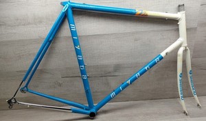 Vintage 1990' Miyata Team  Frame & Fork 60 cm Steel Road Bike Japan  Blue/ White