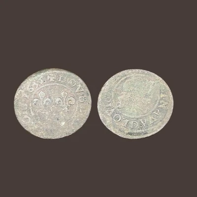 R1513 Monnaie Royale Française Louis XIII Double Tournois 1635 D Lyon - Photo 1/3