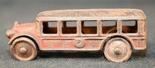 Antique 5" A.C. Williams Cast Iron Toy Touring Bus - Red Paint - c. 1920s/30s