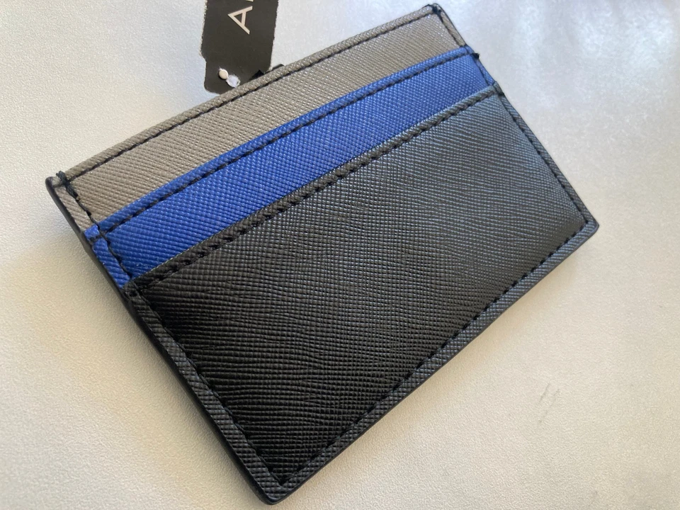 Nuevo con etiquetas Aldo Para hombres Clip Billetera Dinero Delgado Portatarjetas de Crédito Azul Negro Foto 2 de 4