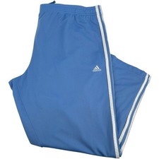 Vintage y2k Men's Baby Blue White Adidas Side Stripe Baggy Track Sweatpants XL