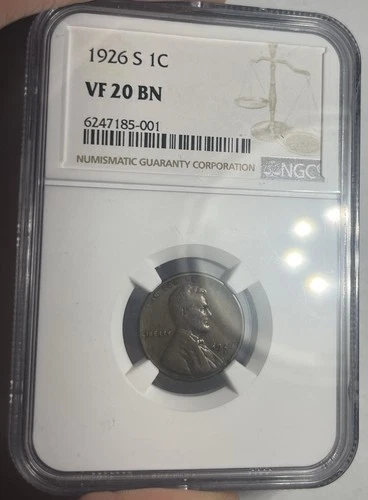 1926-S LINCOLN WHEAT CENT GRADED NGC VF20
