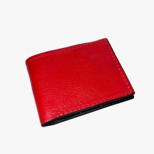 Red Leather Bifold Wallet, Amish Made In USA