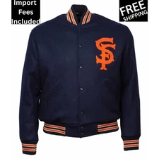 San Francisco Seals 1940 Navy Blue Wool Varsity Men's Letterman Bomber Jacket