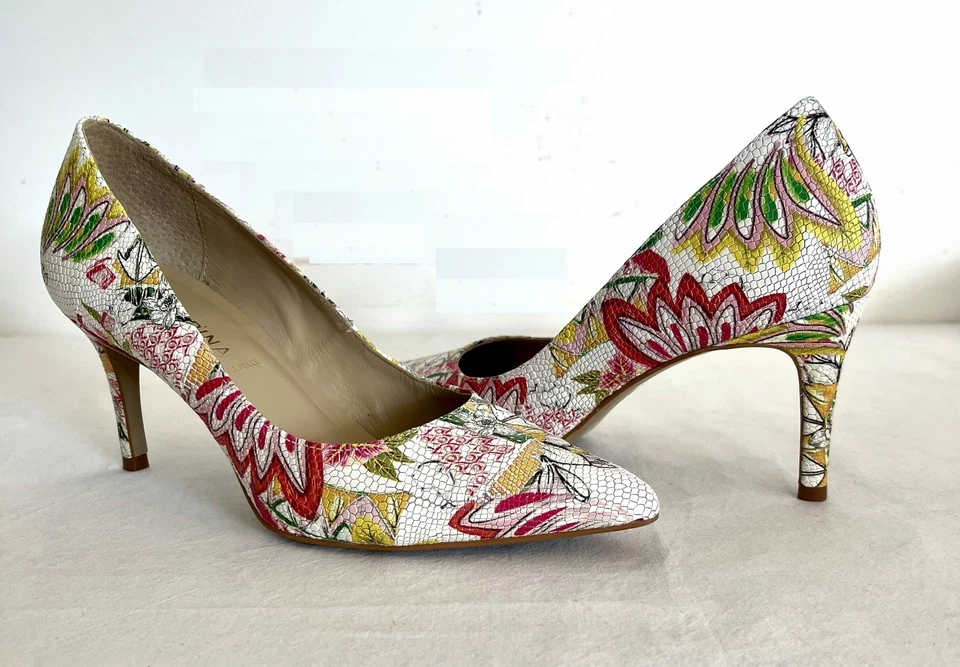 escarpins T38 San Marina cuir multicolore à talons - Photo 1/4