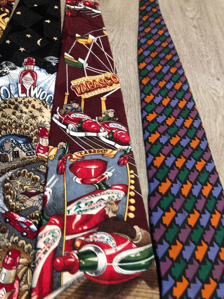 批量 5 件 Tabasco 领带 Lousiana Hollywood Bumper-Cars 几何设计 — 第 4/4 张图片
