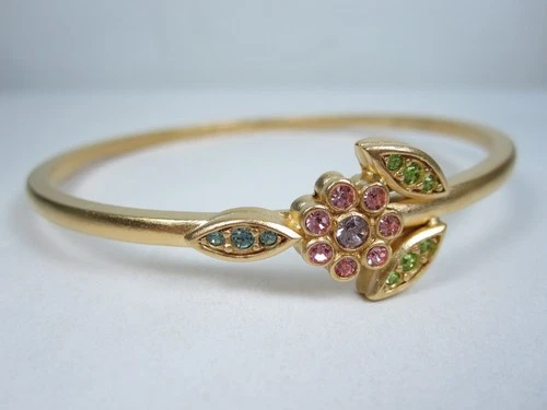 D'Orlan Gold Plated Bracelet with Swarovski Crystals - 2 1/2" Width- 8916