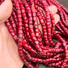 Wholesale: 30 Strand Cranberry Red White Heart Venetian Trade Beads
