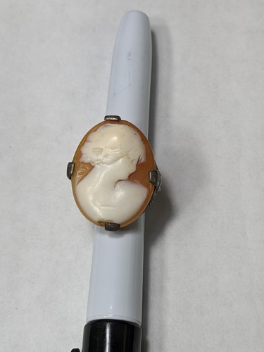 TURN OF 1800 s Antique 900 Silver Shell hand carved Cameo rare !