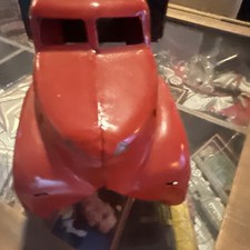 Vintage 1940's Marx Marcrest Pressed Steel Milk Dairy Stake Truck - Red