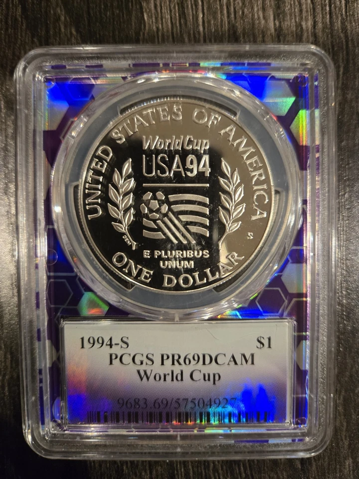 1994 S World Cup Soccer Proof Silver Dollar Commemorative PCGS PR69 DCAM  - Image 2 of 2