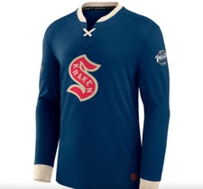 Seattle N H L Kraken DS Blue 2024 Hockey Winter Classic Authentic Pro Lace L