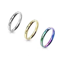 Stainless Steel CZ Eternity Anniversary Ring Wedding Band Silver Gold Rainbow