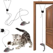 Cat Kitty Teaser Toys Retractable Door Hanging Mouse Interactive Cat Wind Toys